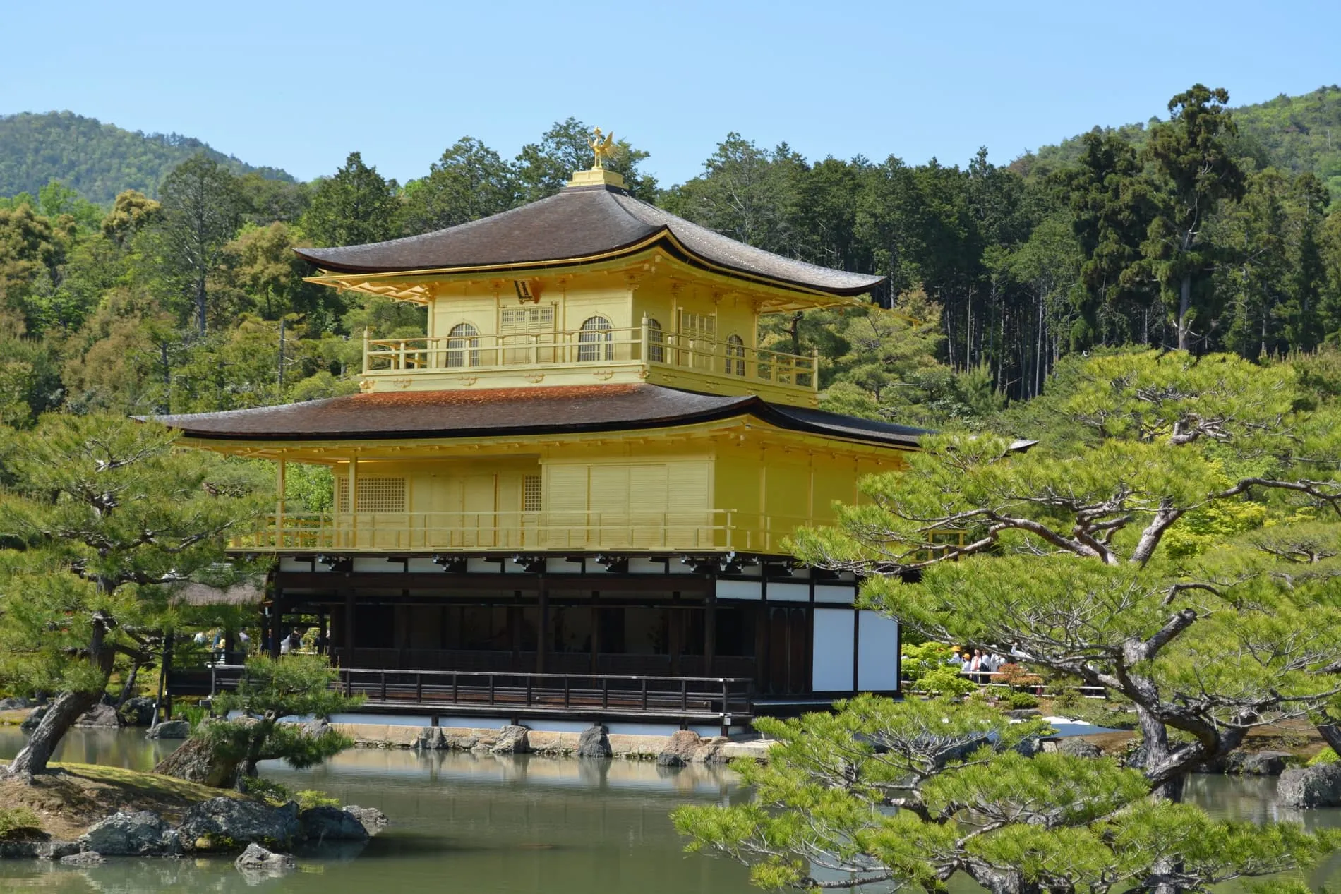 Le Pavillon d'or du Kinkaku-ji se reflétant dans son étang